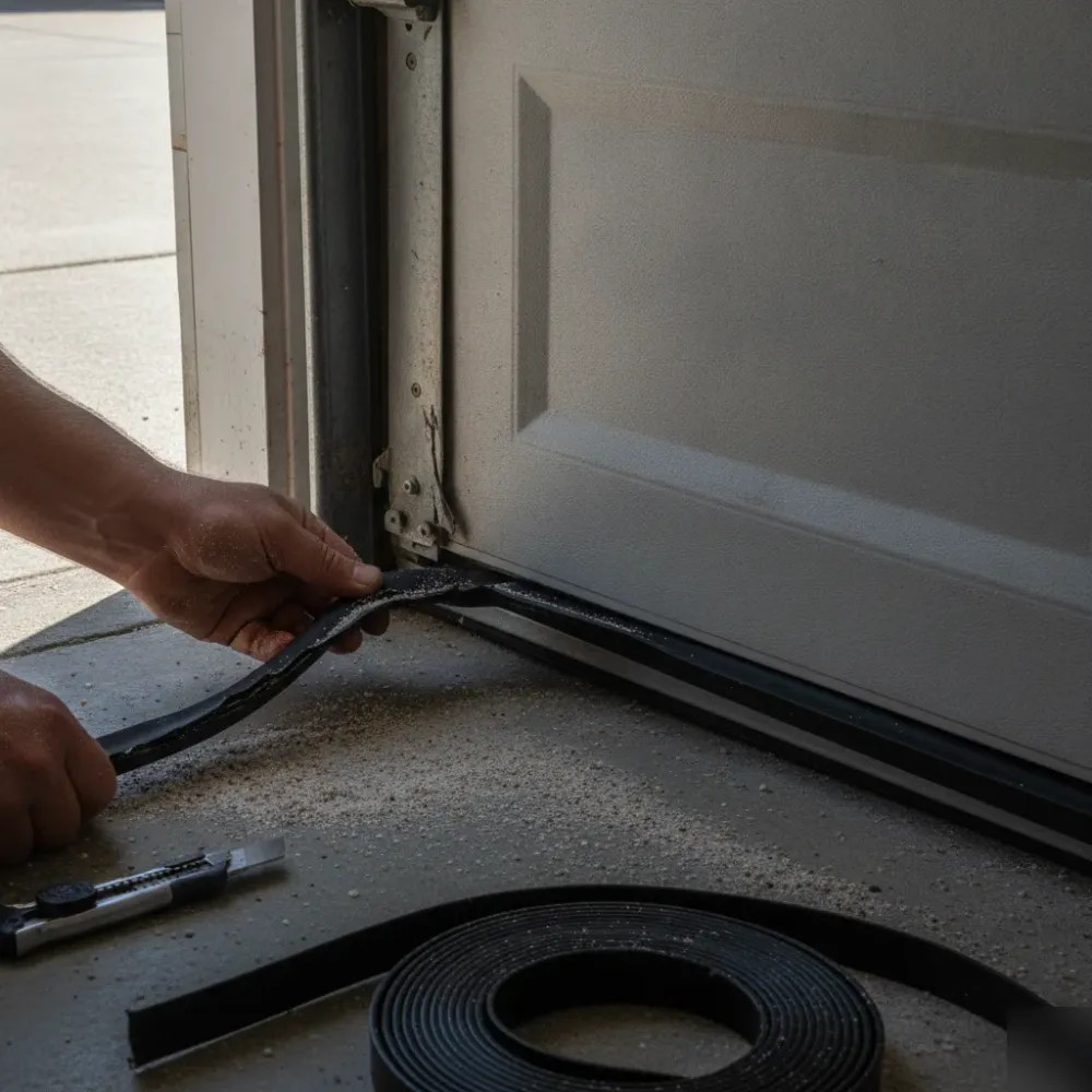 Worn garage door rollers replaced with new bearings in Hallandale Beach garage