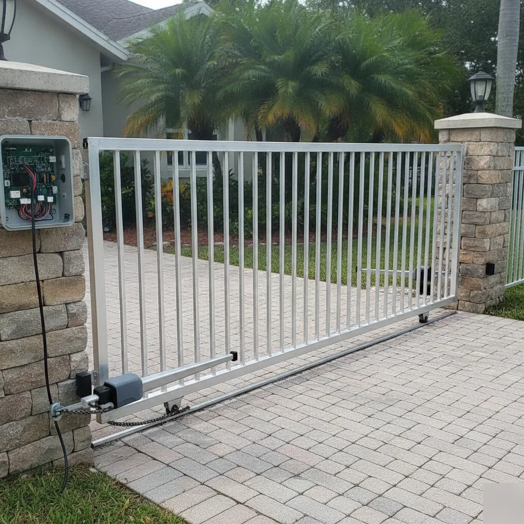 Fully repaired automatic driveway gate open smoothly in Hallandale Beach home