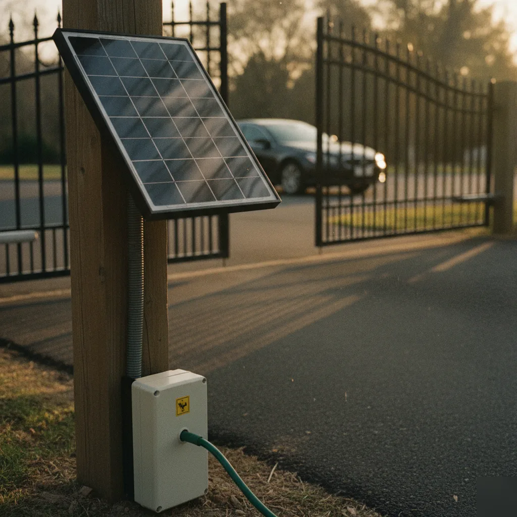 Automatic Garage Door And Gate Openers Repair And Install in Hallandale Beach | On Time Garage Door Repair 44 Solar panel powering automatic driveway gate opener in Hallandale Beach