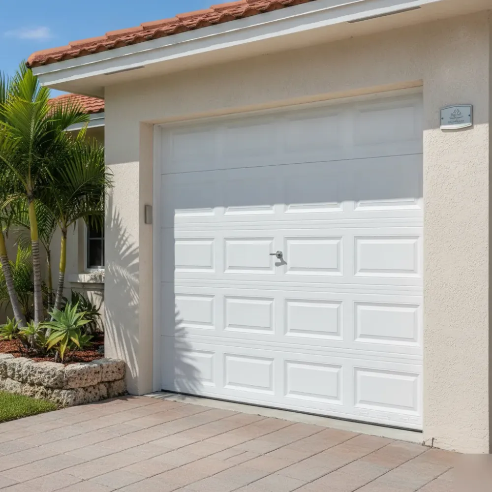 completed-garage-door-installation-hallandale-beach Completed wind-rated garage door installation on a Hallandale Beach residential home