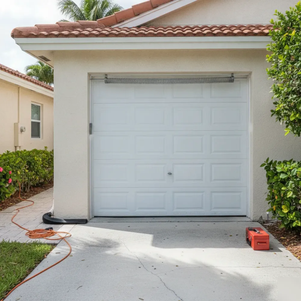 repaired-garage-door-aligned-closure-hallandale-beach Repaired garage door closing evenly after same-day service in Hallandale Beach