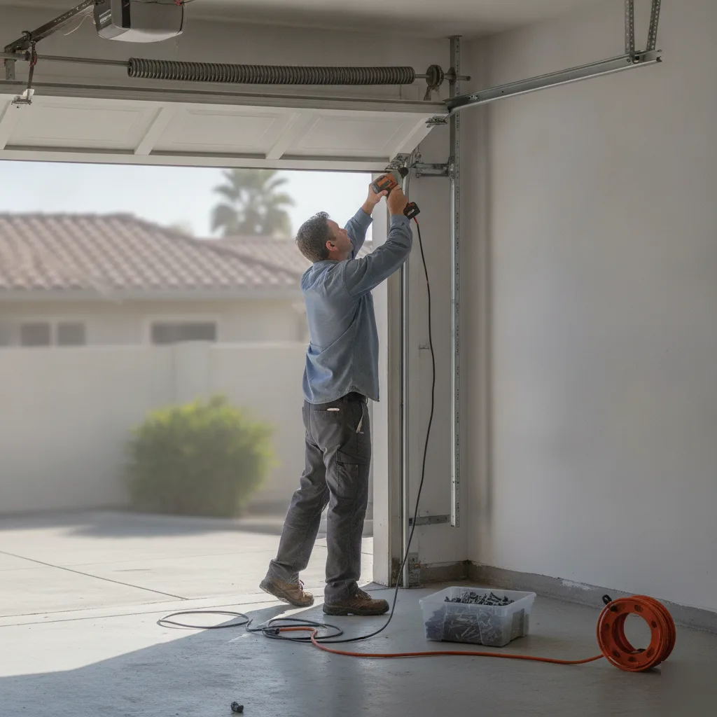 smart-garage-door-opener-installation-hallandale-beach-hero Technician installs smart garage door opener on home in Hallandale Beach