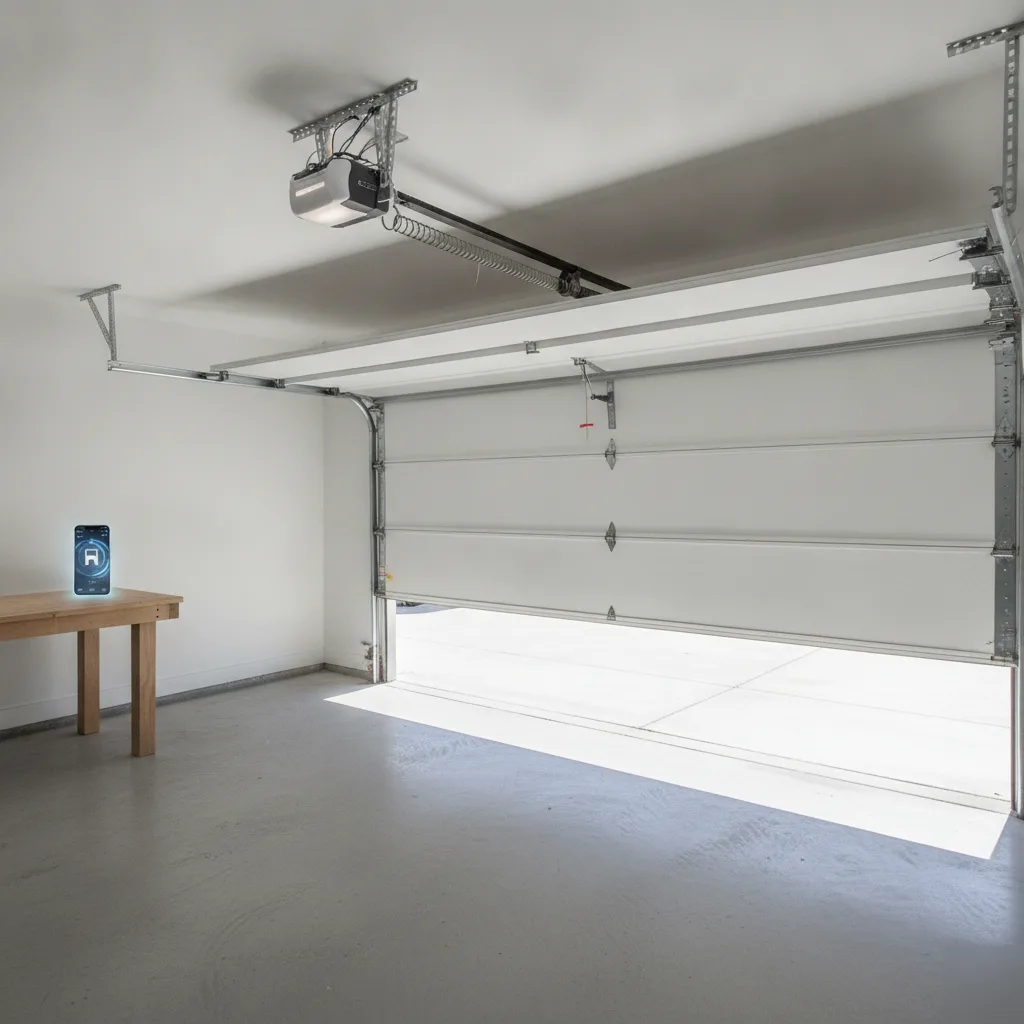 same-day-wifi-opener-installation-result-hallandale-beach Completed WiFi garage door opener installation shown in Hallandale Beach garage