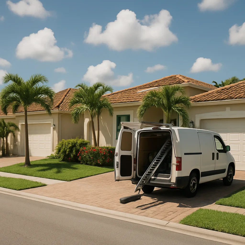 garage-door-repair-van-street-miramar-multi-service-complex Garage door repair van parked on street near Miramar Multi-Service Complex homes